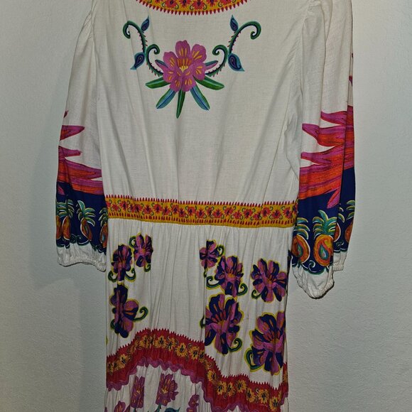 Farm Rio Off-White Vivid Garden Maxi Dress size L - Picture 6 of 11
